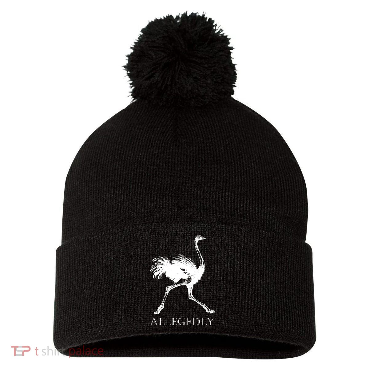 Allegedly Ostrich Flightless Bird Pom Pom 12in Knit Beanie