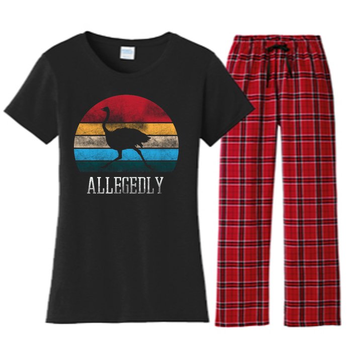 Allegedly Ostrich Lover Vintage Women's Flannel Pajama Set