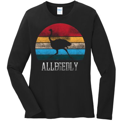 Allegedly Ostrich Lover Vintage Ladies Long Sleeve Shirt