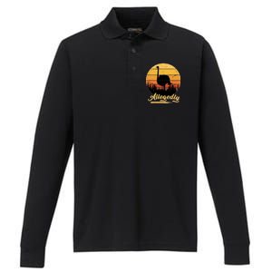 Allegedly Ostrich Retro Performance Long Sleeve Polo