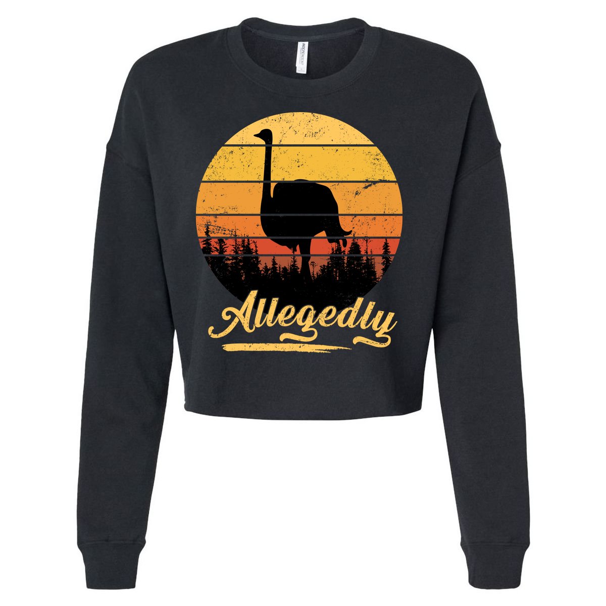Allegedly Ostrich Retro Cropped Pullover Crew