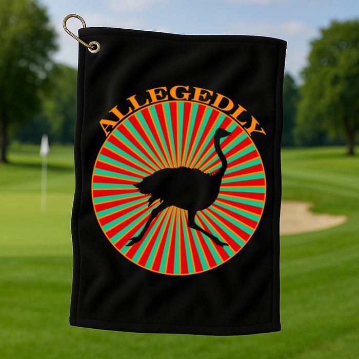 Allegedly Ostrich Retro Bird  Golf Towel