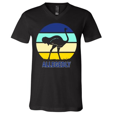 Allegedly Ostrich Retro Logo V-Neck T-Shirt