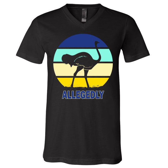 Allegedly Ostrich Retro Logo V-Neck T-Shirt