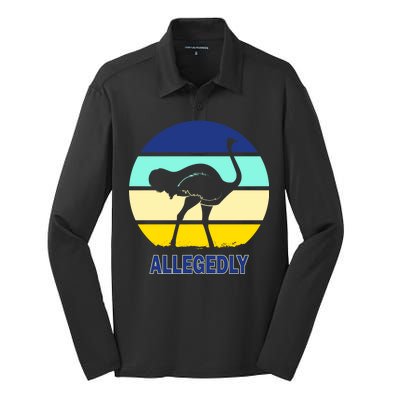 Allegedly Ostrich Retro Logo Silk Touch Performance Long Sleeve Polo