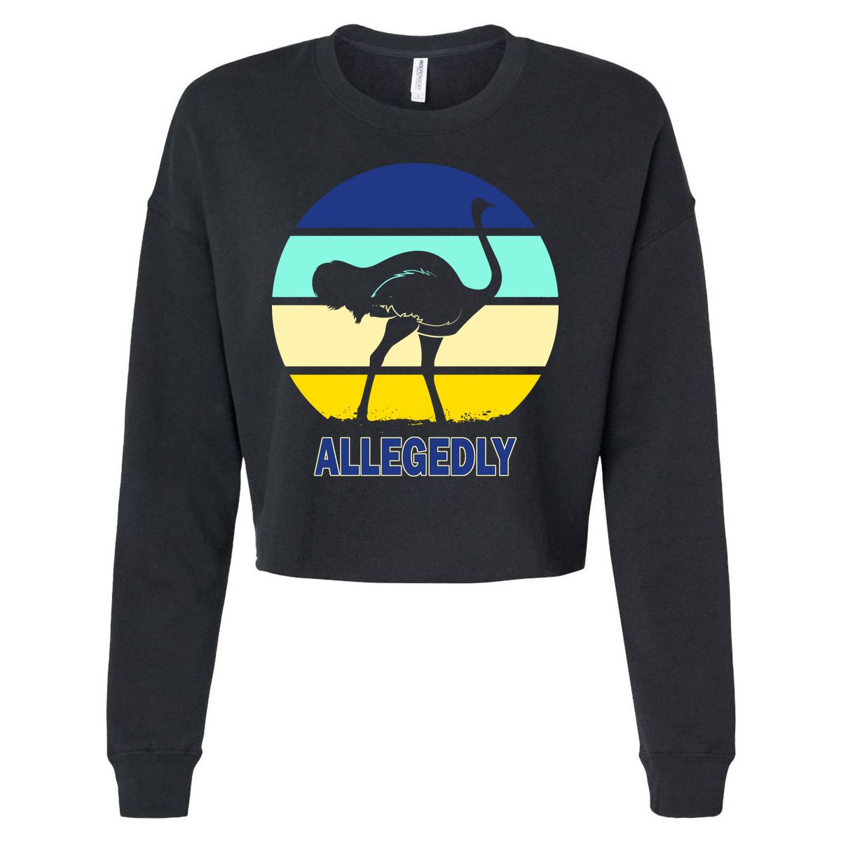 Allegedly Ostrich Retro Logo Cropped Pullover Crew
