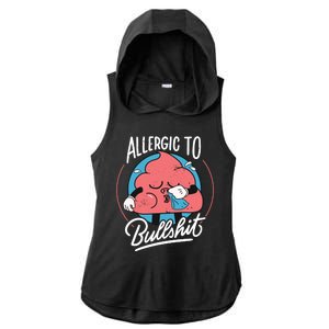 Allergic To Bullshit Funny Ladies PosiCharge Tri-Blend Wicking Draft Hoodie Tank