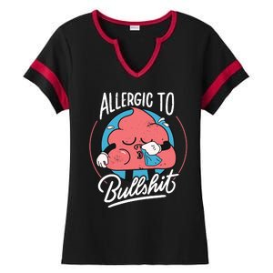 Allergic To Bullshit Funny Ladies Halftime Notch Neck Tee