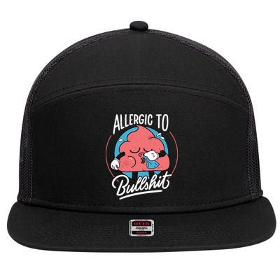 Allergic To Bullshit Funny 7 Panel Mesh Trucker Snapback Hat