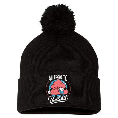 Allergic To Bullshit Funny Pom Pom 12in Knit Beanie