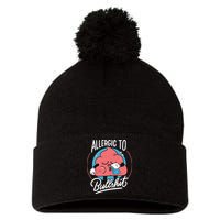 Allergic To Bullshit Funny Pom Pom 12in Knit Beanie