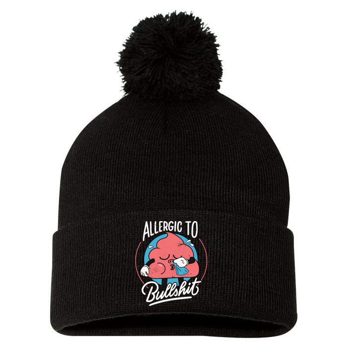 Allergic To Bullshit Funny Pom Pom 12in Knit Beanie