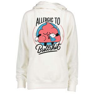 Allergic To Bullshit Funny Womens Funnel Neck Pullover Hood