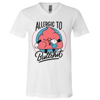 Allergic To Bullshit Funny V-Neck T-Shirt