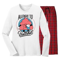 Allergic To Bullshit Funny Women's Long Sleeve Flannel Pajama Set 