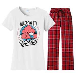 Allergic To Bullshit Funny Women's Flannel Pajama Set