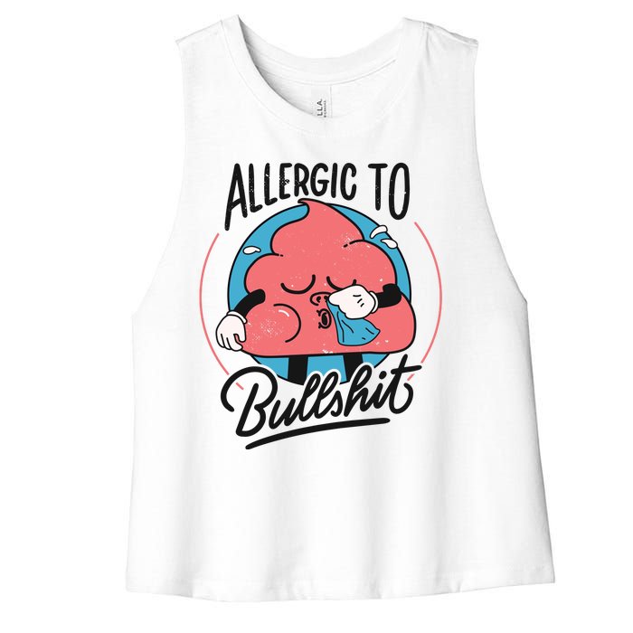 Allergic To Bullshit Funny Women's Racerback Cropped Tank