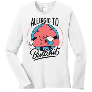 Allergic To Bullshit Funny Ladies Long Sleeve Shirt