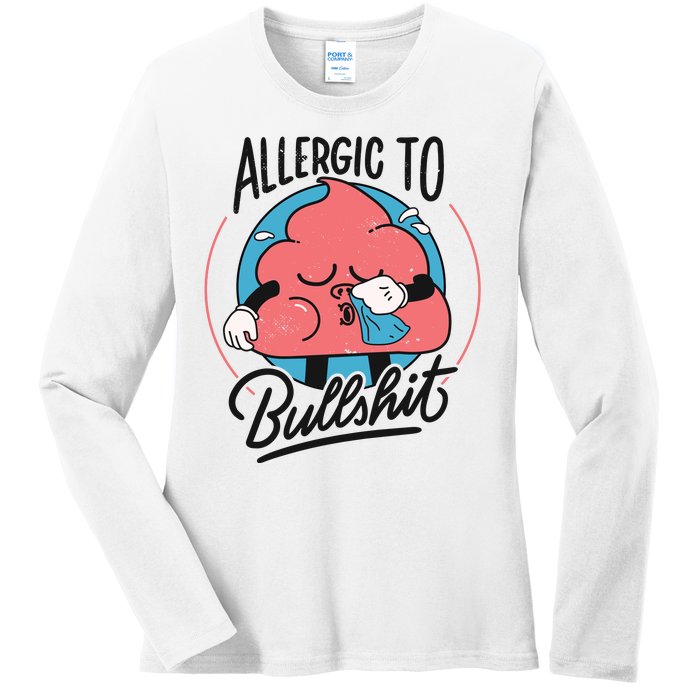 Allergic To Bullshit Funny Ladies Long Sleeve Shirt