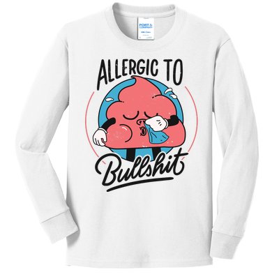 Allergic To Bullshit Funny Kids Long Sleeve Shirt