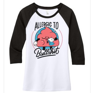 Allergic To Bullshit Funny Women's Tri-Blend 3/4-Sleeve Raglan Shirt