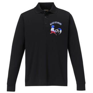 Allez Les Bleus France Soccer Performance Long Sleeve Polo