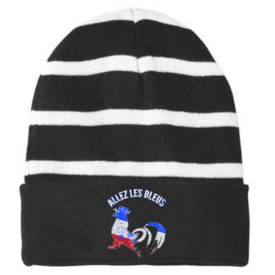 Allez Les Bleus France Soccer Striped Beanie with Solid Band