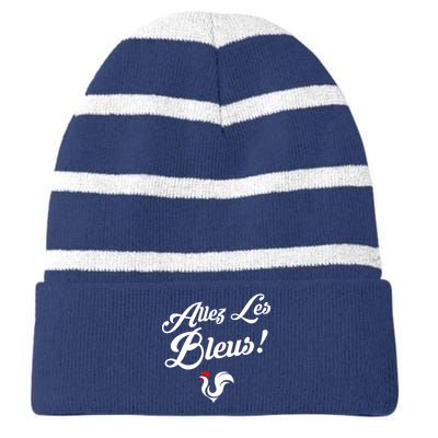 Allez Les Bleus France Team Chant Soccer Striped Beanie with Solid Band