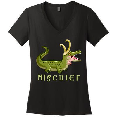 Alligator Gator Croki Crocodile God of Mischief Women's V-Neck T-Shirt