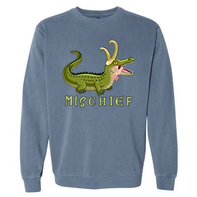 Alligator Gator Croki Crocodile God of Mischief Garment-Dyed Sweatshirt