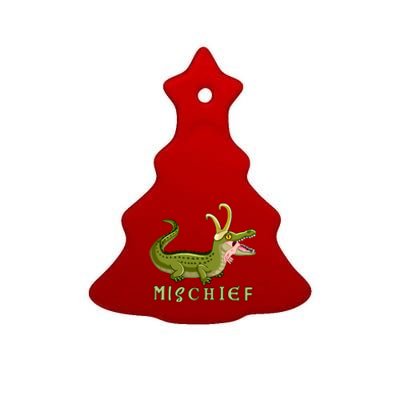 Alligator Gator Croki Crocodile God of Mischief Ceramic Tree Ornament