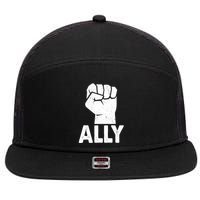 Ally Distressed Protest Fist 7 Panel Mesh Trucker Snapback Hat