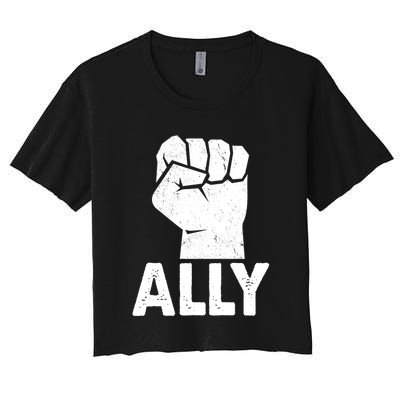 Ally Distressed Protest Fist Crop Top