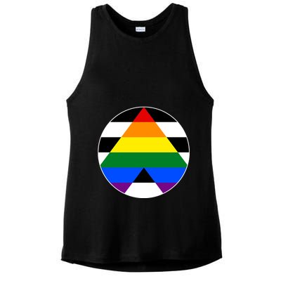 Ally Flag Circle Pyramid Pride Ladies PosiCharge Tri-Blend Wicking Tank
