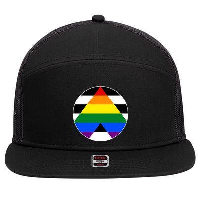 Ally Flag Circle Pyramid Pride 7 Panel Mesh Trucker Snapback Hat