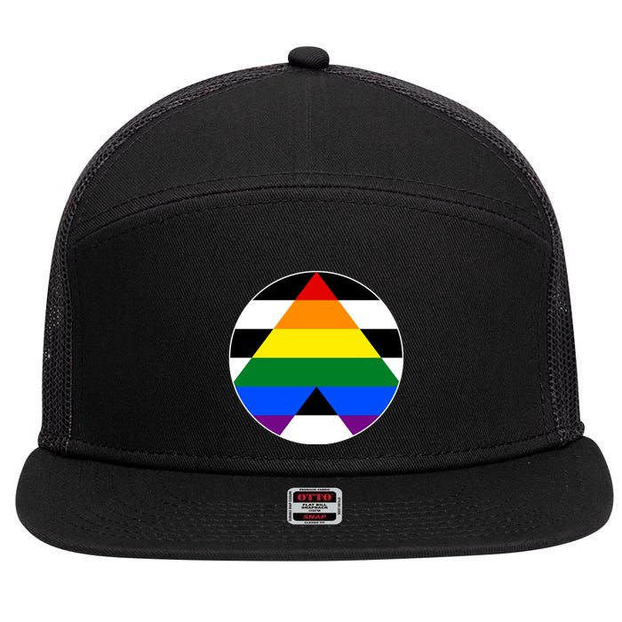 Ally Flag Circle Pyramid Pride 7 Panel Mesh Trucker Snapback Hat