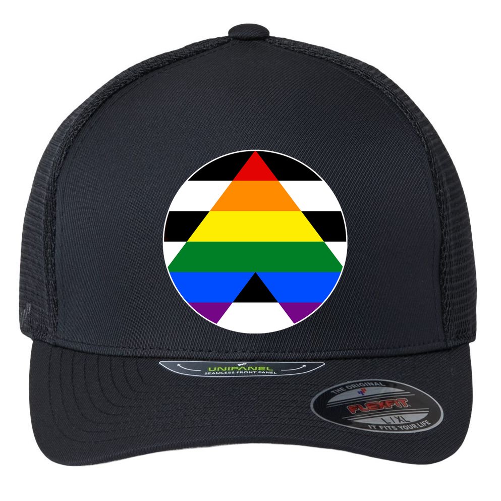 Ally Flag Circle Pyramid Pride Flexfit Unipanel Trucker Cap