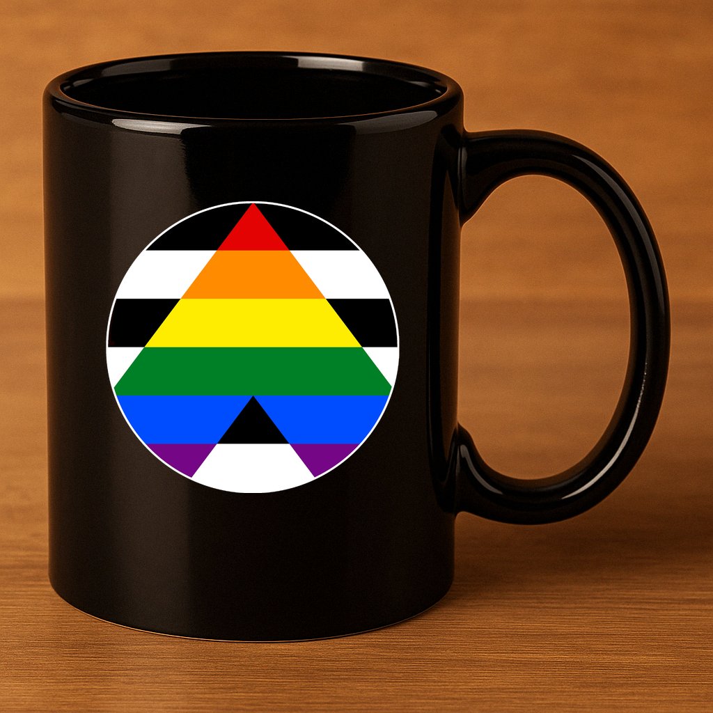 Ally Flag Circle Pyramid Pride 11oz C Handle Ceramic Mug