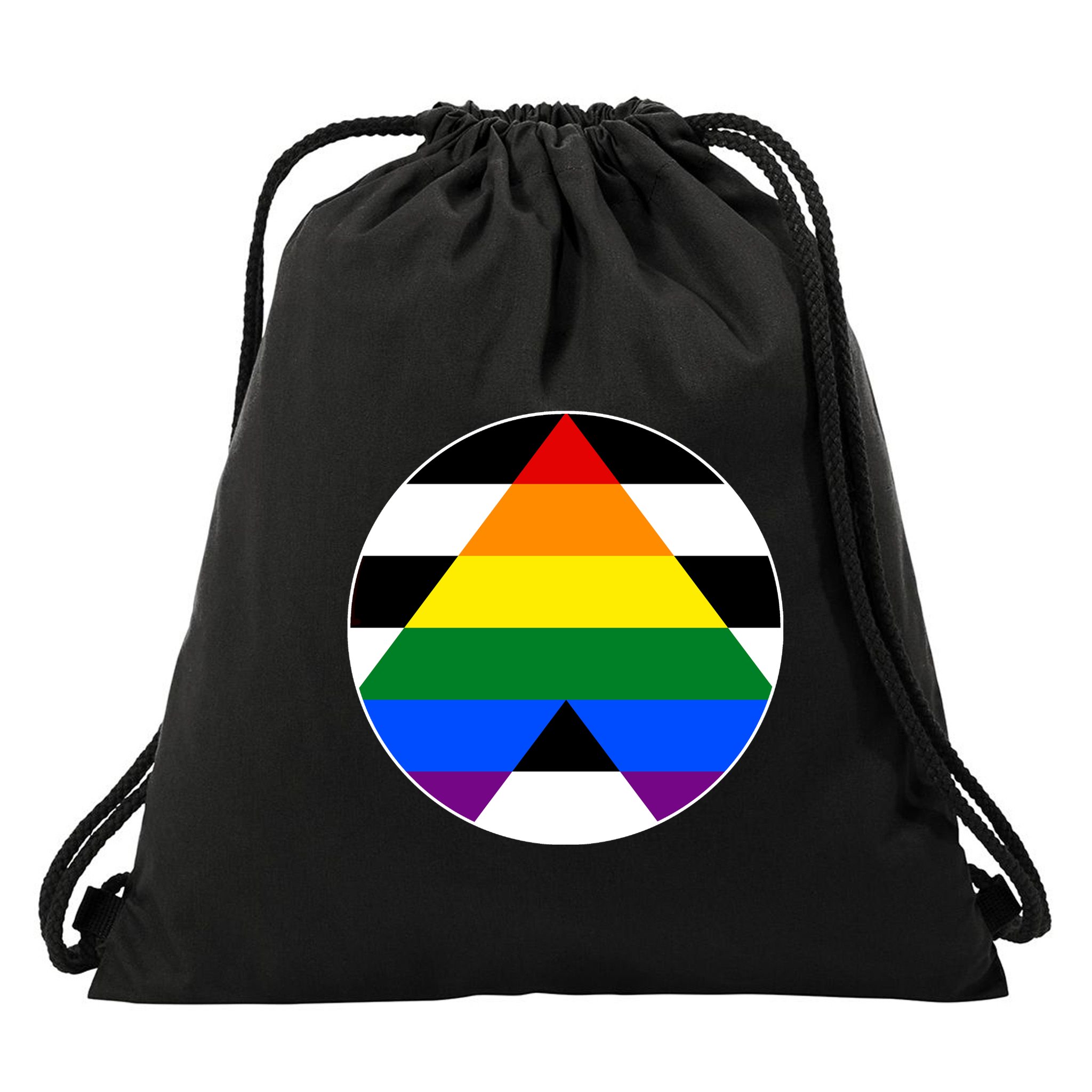 Ally Flag Circle Pyramid Pride Drawstring Bag