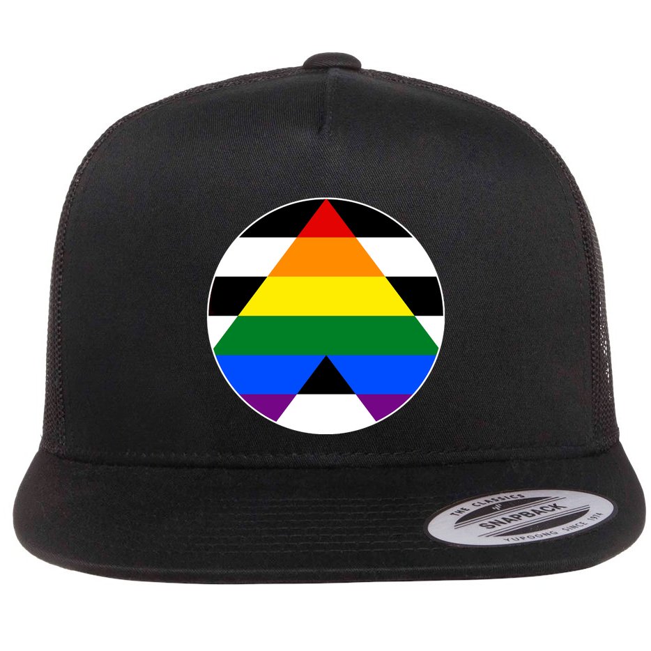 Ally Flag Circle Pyramid Pride Flat Bill Trucker Hat