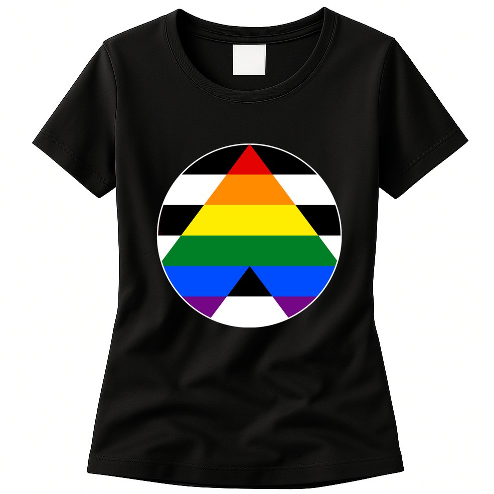 Ally Flag Circle Pyramid Pride Womens T-Shirt