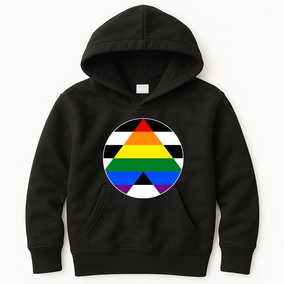 Ally Flag Circle Pyramid Pride Kids Hoodie