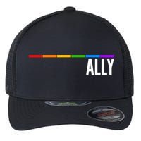 Ally LGBT Support Rainbow Thin Line Flexfit Unipanel Trucker Cap