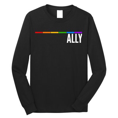 Ally LGBT Support Rainbow Thin Line Long Sleeve Shirt