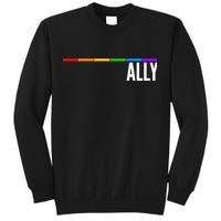 Ally LGBT Support Rainbow Thin Line Sweatshirt