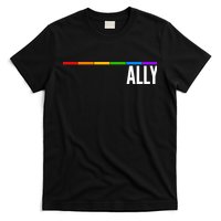 Ally LGBT Support Rainbow Thin Line T-Shirt