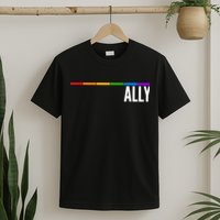 Ally LGBT Support Rainbow Thin Line T-Shirt