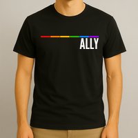 Ally LGBT Support Rainbow Thin Line T-Shirt