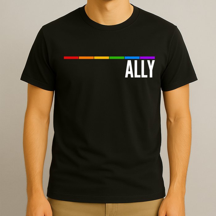 Ally LGBT Support Rainbow Thin Line T-Shirt