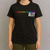 Ally LGBT Support Rainbow Thin Line T-Shirt
